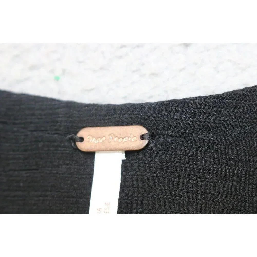 Free People Black Long Puff Sleeve Wrap Top-Small/Petite-Oversized - Picture 8 of 14